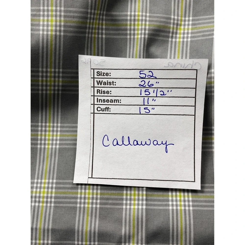 Callaway Golf Shorts Mens 52 Gray Plaid Flat Front Performance Pockets